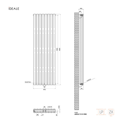 Радіатор дизайнерський Ideale Adele 12 8/1500/472 білий