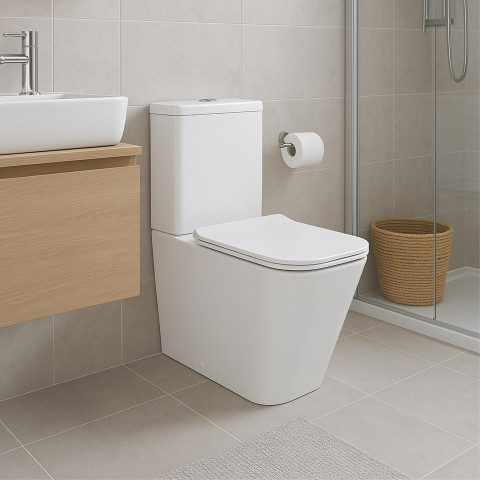 Унітаз-компакт Qtap Crow безобідковий з сідінням Soft-close QT05222170W