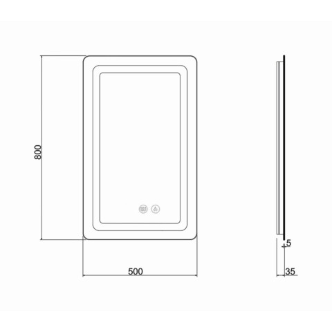 Дзеркало Qtap Mideya (DC-F911) 500х800 з LED-підсвічуванням Touch, з антизапотіванням, димером QT2078F911W