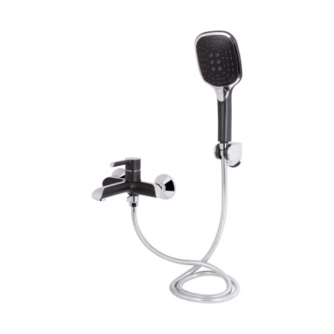 Змішувач для ванни Qtap Grand (з душовим гарнітуром) QTGRABCR006 Chrome/Black