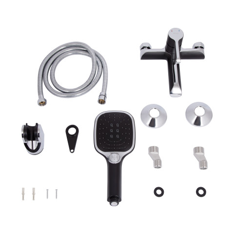 Змішувач для ванни Qtap Grand (з душовим гарнітуром) QTGRABCR006 Chrome/Black