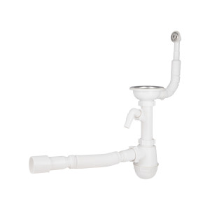 Сифон для кухонної мийки Lidz (WHI) 60 08 E001 01 ECO з круглим переливом (вихід 50 мм)