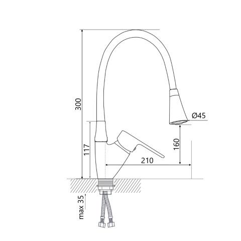 Змішувач для кухні Lidz Tani 008F3 з гнучким виливом (k40) LDTAN008F3BCR39484 Chrome/Black