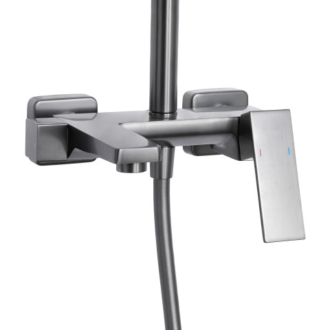Душова система універсальна Qtap Gemini на три споживача (з виливом) QTGEM111GMB45688 Gunmetal Black PVD