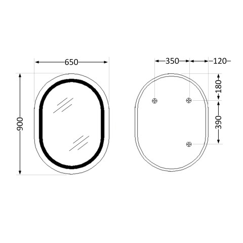 Дзеркало Qtap Gemini 650х900 з LED-підсвічуванням Touch, з антизапотіванням, з димером, рег. темп. кольору (3000-6500K) Reverse QT2578R6590