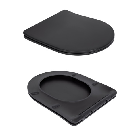 Унітаз підвісний Qtap Robin New Ultra Quiet безобідковий з сидінням Soft-close MATT BLACK QT13332381АSMB