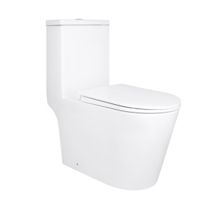 Унітаз-моноблок підлоговий Qtap Kolibri Ultra Quiet безобідковий з сидінням Soft-close WHITE QT10226380W