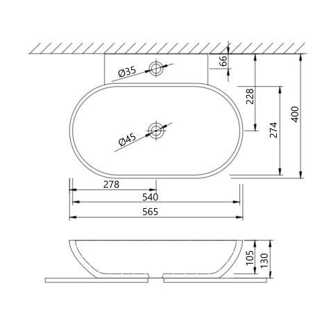 Раковина Qtap Cardinal 565х400х130 White QT0411K177WN