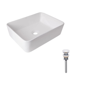 Комплект Qtap Tern: Раковина накладна прамокутна 480х370х135 мм White + Донний клапан PU02