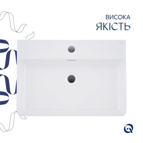 Комплект Qtap Nando LT: Раковина підвісна прамокутна 610х420х140 мм White + Донний клапан PU02O