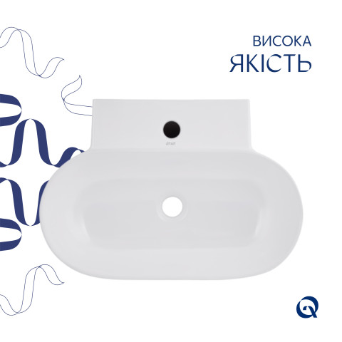 Комплект Qtap Cardinal: Раковина підвісна / накладна овальна 565х400х130 мм White + Донний клапан PU02