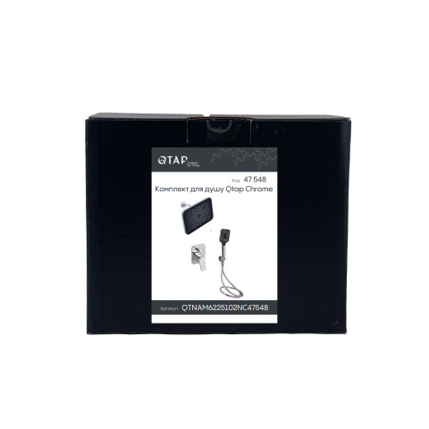 Комплект для душу Qtap Namesti Chrome: Змішувач QTNAM6225102NC + Лійки (QTRUC125CRM45954,QTHLA107CRM45784) + Шланг QTHADPVC200C + QTCRMBH130