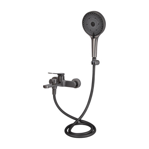 Змішувач для ванни Qtap Slavonice (з душовим гарнітуром) QTSLV259GMB48035 Gunmetal Black PVD