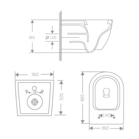Унітаз підвісний Jay Rimless 485×360×320 мм, White, з сидінням Slim Duroplast/ Soft-close/ Quick Relase QT07335177RW Qtap