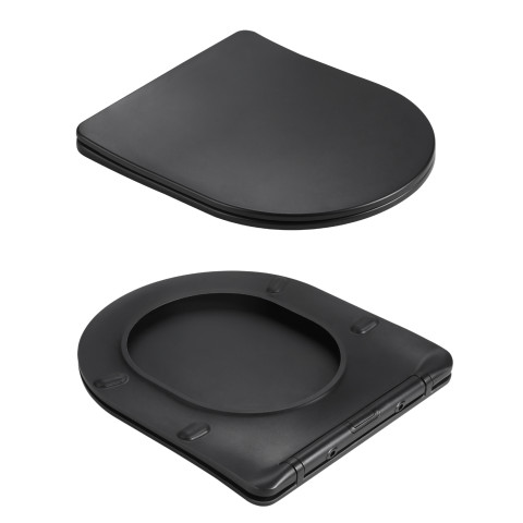 Унітаз підвісний Qtap Jay Ultra Quiet 485х360х320 мм, Matt Black, сидінням Slim Duroplast/ Soft-close/ Quick Relase QT07335177MB