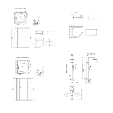 Комплект для душевої Latwa: Душева кабіна LLSC9090SATMIDGR2SET+Душева система на 3 споживача LDLAT1030CRM45417