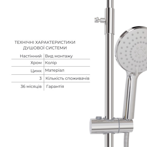 Комплект для душевої Latwa: Душева кабіна LLSC9090SATMIDGR2SET+Душева система на 3 споживача LDLAT1030CRM45417
