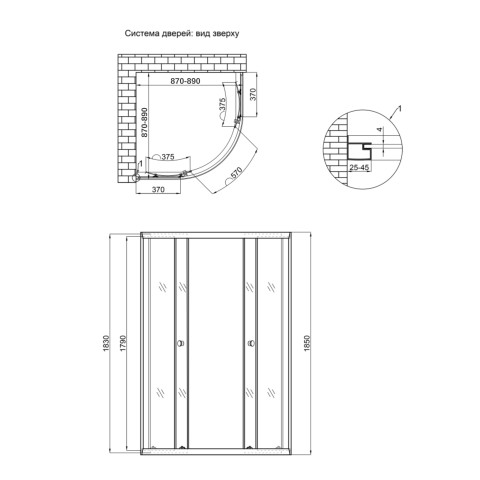 Душова кабіна Lidz Latwa SC90x90.SAT.LOW.DGR, скло темне тоноване 4 мм без піддона