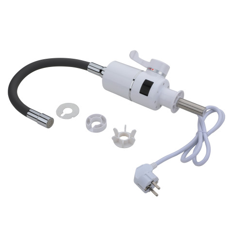 Проточний кран-водонагрівач з гнучким виливом для кухні  Lidz Warm 065  LDWAR065BLA49095 White/Black