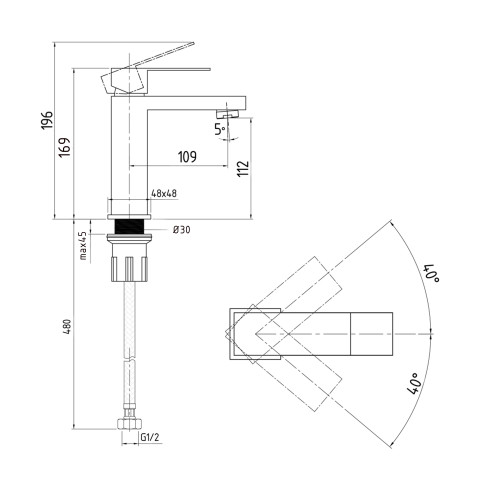 Змішувач для раковини низький Lidz Helix 001F (k35)  LDHEL001FNKS49178 Nickel