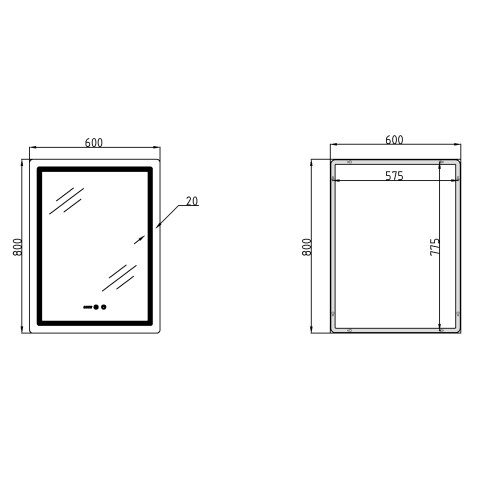 Дзеркало Qtap Mideya (MI2) 600х800 з годинником, з LED-підсвічуванням Touch, з антизапотіванням, димером, рег. яскравості QTMID100080049267