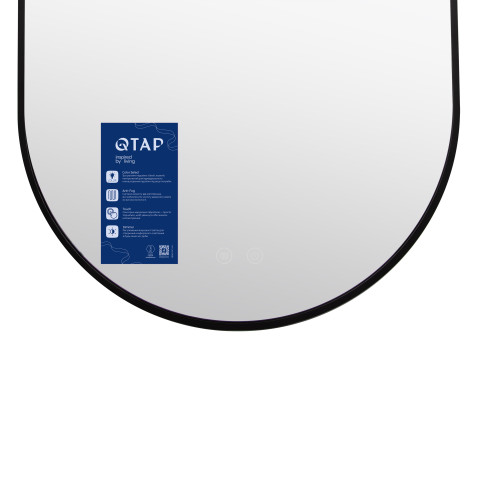 Дзеркало Qtap Scorpio (SC1) з LED-підсвічуванням Touch, з антизапотіванням, з димером, рег. темп. кольору (3000-6500K) Black QTSC500800
