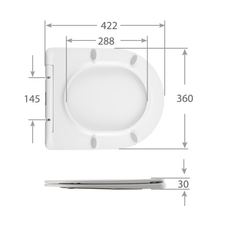 Сидіння для унітазу Qtap (Taurus 490) 422x360x30 мм, White, з мікроліфтом, Slim Duroplast, Quick Release QTSC179W49383