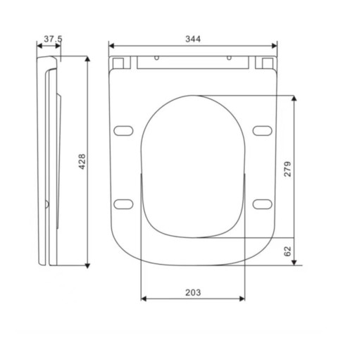 Сидіння для унітазу Qtap (Gemini 490) 428x344x37,5 мм, White, з мікроліфтом, Slim Duroplast, Quick Release QTSC179W49385