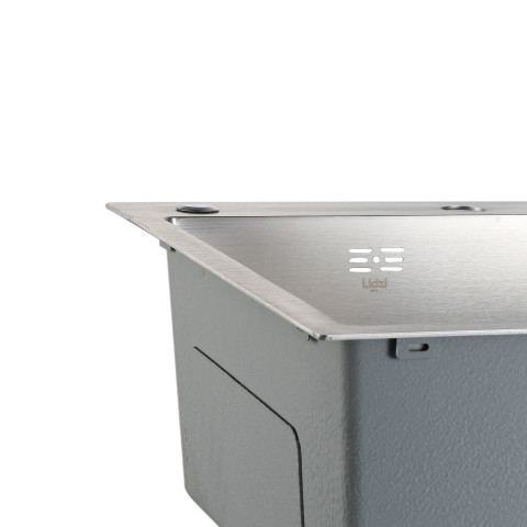 Мийка для кухні інтегрована Lidz Handmade Max 500 H7849R Brushed Steel, 3,0/1,0 мм, крило праворуч, збільшена чаша LDH7849RBRU49464