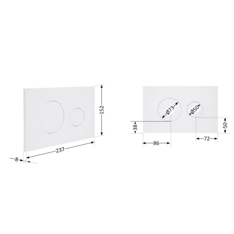 Клавіша змиву Qtap Standard 152x236x28 мм, White, кругла QTSTD164W49468