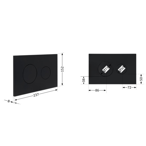 Клавіша змиву Qtap Standard 152x236x28 мм, Matt Black, кругла QTSTD164BLM49470