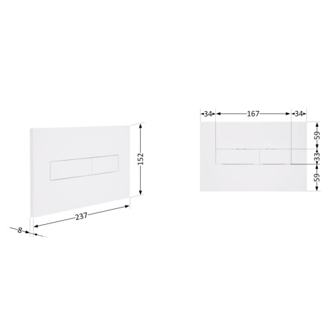 Клавіша змиву Qtap Standard 152x236x28 мм, White, лінійна QTSTD164W49471