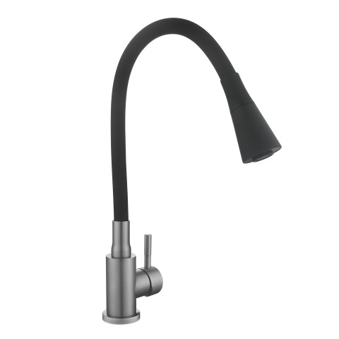 Змішувач для кухні Lidz Aria 015F31 (k35) з гнучким виливом LDARI015F31BGRP49566 Graphite/Black