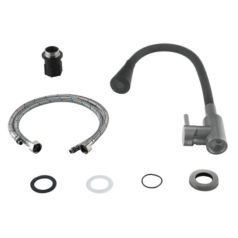 Змішувач для кухні Lidz Aria 015F31 (k35) з гнучким виливом LDARI015F31BGRP49566 Graphite/Black