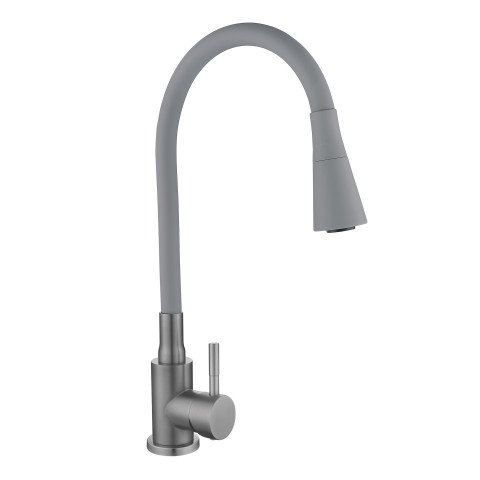 Змішувач для кухні Lidz Aria 015F31 (k35) з гнучким виливом LDARI015F31GGRP49567 Graphite/Grey