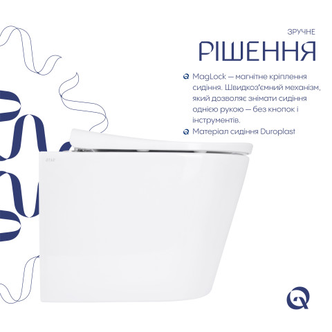 Унітаз підвісний Qtap Scorpio ML Ultra Quiet 490x365x325 мм, з сидінням Soft-close MagLock, White QTSCOML26W49622