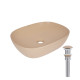 Раковина накладна Qtap Aquarius 470x380x120 мм, Beige, прямокутна, з донним клапаном QTAQA188SB49781