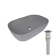 Раковина накладна Qtap Robin 600x390x150 мм, Stone grey, прямокутна, з донним клапаном QTROB188SG49786
