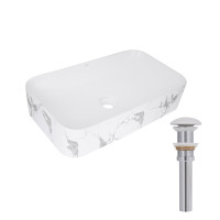 Раковина накладна Qtap Tern Раковина накладна 610x350x135 мм, Marble, прямокутна, з донним клапаном QTTER188MR49791