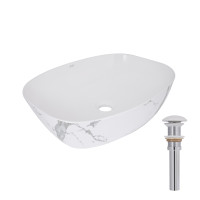 Раковина накладна Qtap Cardinal 500х380х140 мм, Marble, прямокутна, з донним клапаном QTCAR188MR49826