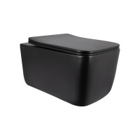 Унітаз підвісний Qtap Gemini Ultra Quiet 485×340×350 мм, Matt Black, з сидінням Slim Duroplast / Soft-close / Quick Release QTGEM28BLM50505