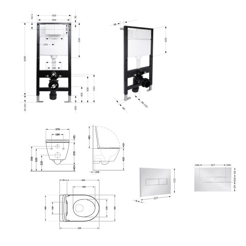 Готове рішення Qtap для ванної кімнати: підвісний унітаз Robin Ultra Quiet 520x365x365 + комплект інсталяції Standard (лінійна клавіша Chrome)