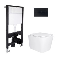 Готове рішення Qtap для ванної кімнати: підвісний унітаз Tern Ultra Quiet 525x345x360 + комплект інсталяції Standard (лінійна клавіша Black)