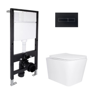 Готове рішення Qtap для ванної кімнати: підвісний унітаз Tern Ultra Quiet 525x345x360 + комплект інсталяції Standard (лінійна клавіша Black)