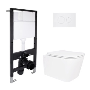 Готове рішення Qtap для ванної кімнати: підвісний унітаз Crow Rimless 485x340x330 + комплект інсталяції Standard (кругла клавіша White)