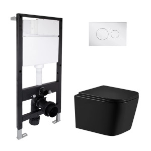 Готове рішення Qtap для ванної кімнати: підвісний унітаз Crow Ultra Quiet 485x340x290 + комплект інсталяції Standard (кругла клавіша Chrome)